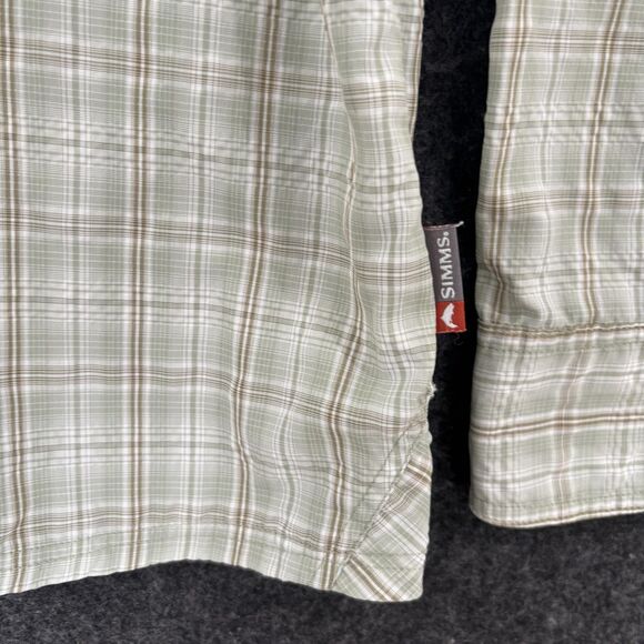 Simms Big Sky Shirt Men's Medium Green Plaid Fishing Button Front Performance - Picture 4 of 9